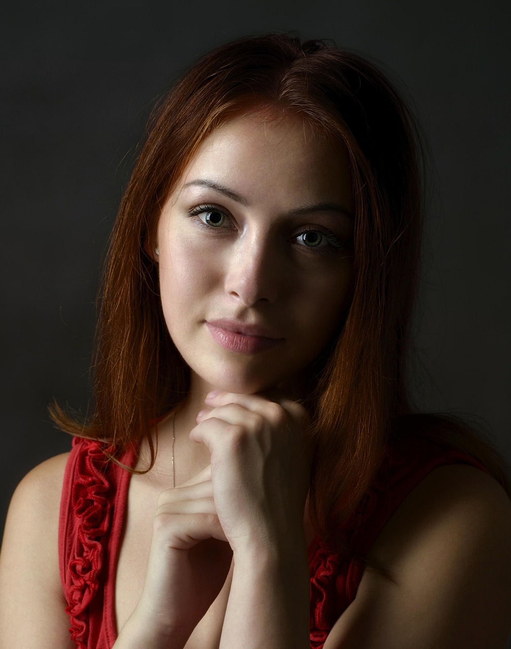 girl, beauty, gentleness, woman, face, hair, eyes, hands, ms, thoughtfulness, flashback, thinks, lady, model, makeup, the delicacy, dreamy, reflection, image, portrait, magda